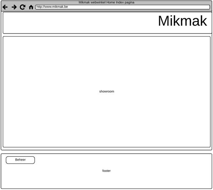 Mikmak wireframe Home Index Pagina
